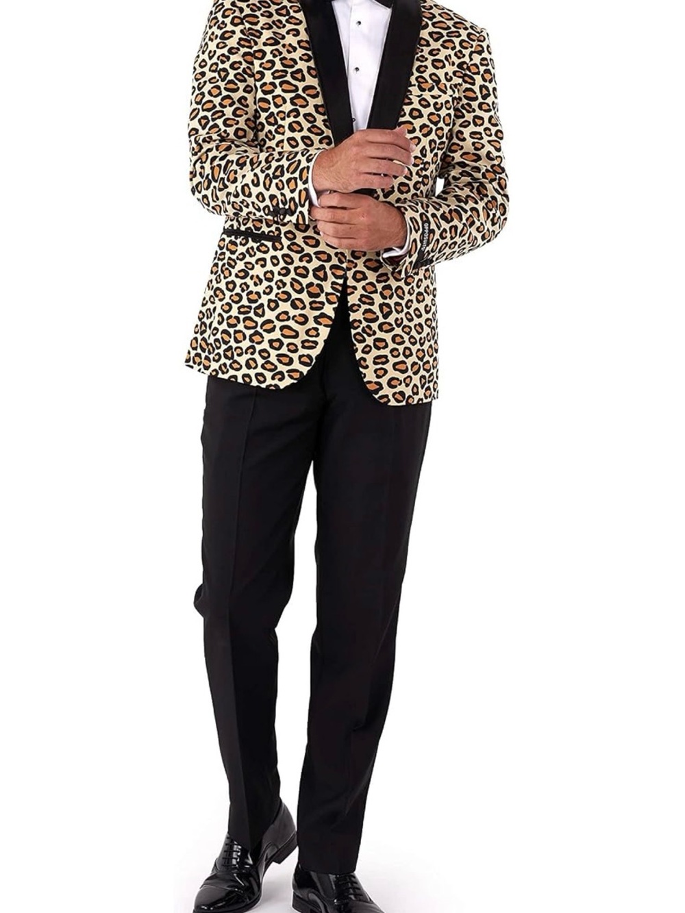 Leopard print tuxedo suit